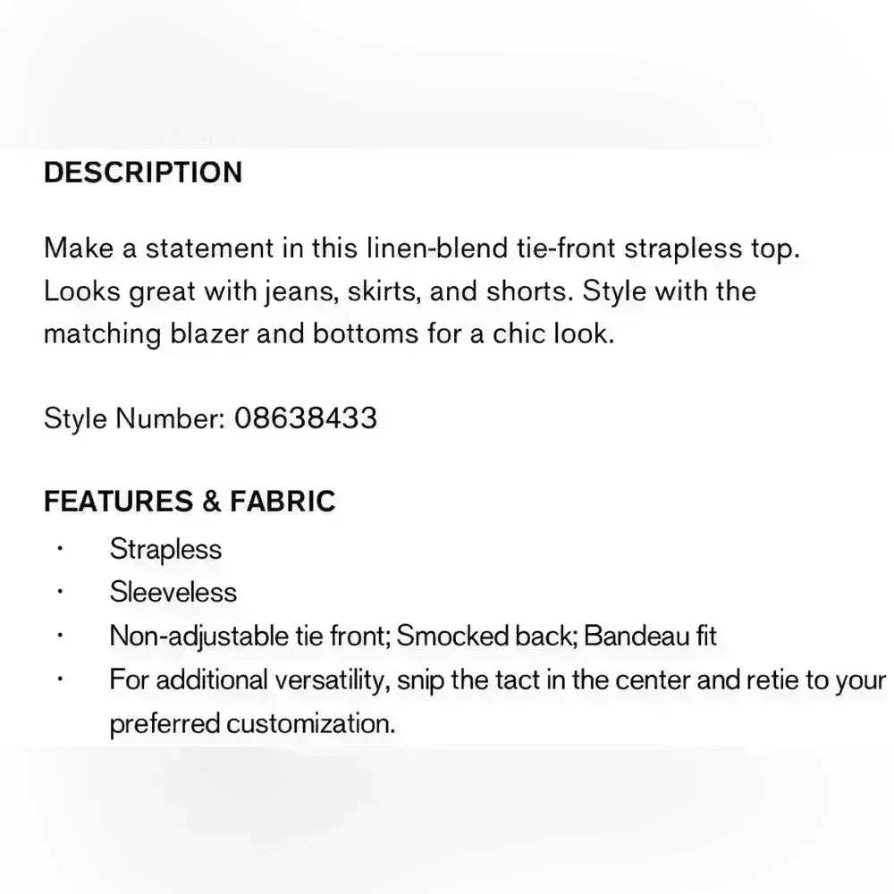 Express Linen Blend Tie Front Bandeau Top - Picture 4 of 4